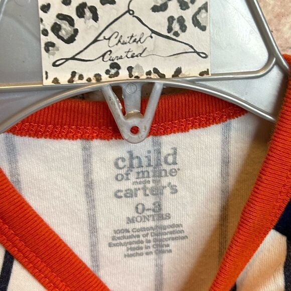 5 for $25🔥0-3 Months Carter's Baseball Uniform Foot Sleeper Bodysuit - Picture 2 of 4